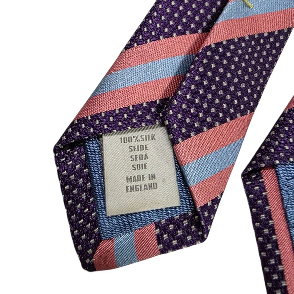 ETON Silk Striped Dotted Necktie Purple Pink Blue Men's Formal Fashion Accessory